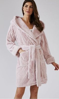 Pretty You pale pink cloud robe is a beautiful fluffy short dressing gown with a oversized hood, called the cloud robe as its s light and fluffy you feel as if you are wrapped in the clouds. So pretty these make perfect gifts. This wrap around dressing gown with a belt is the perfect present or a treat for yourself. The cloud fluffy dressing gown is fully lined for extra comfort and warmth. in a pale pink colourway. We suggest washing at 30* with similar light colours. Do not tumble dry. Materia Pink Dressing Gown, Short Gown Dress, Long Nightdress, Luxury Nightwear, Cotton Dressing Gown, Pink Cloud, London Outfit, Wrap Around Dress, Fur Coats Women