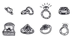 hand drawn wedding rings on white background