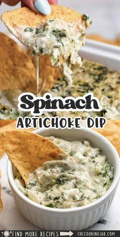 spinach artichoke dip with tortilla chips