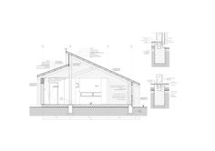 an architectural drawing of a house with the roof and side walls showing various details on it