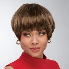 PRICES MAY VARY. FROM THE RUNWAY: Stylish pixie wig with short, straight layers for a sleek , chic modern look. EASY-CARE SYNTHETIC: Keeps the shape and texture you love with minimal upkeep, whatever the weather. YAKI TEXTURE: A natural texture adds depth to color, visual interest to on-trend cuts. EXPERT DESIGN TEAM: We’ve been ahead of the curve in cutting-edge design, innovative fibers and the most secure, comfortable fit for more than 25 years. CELEBRITY LOOKS: On stage, on screen, in magazi Black Women With Bangs, Straight Layers, Bob Wigs For Black Women, Modern Pixie, Pixie Wig, African American Wigs, Bob Hairstyles With Bangs, Real Hair Wigs, Remy Human Hair Wigs