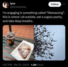 an instagram with two pictures of pastries and a drink