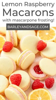 lemon raspberry macarons with mascarpone frosting are the perfect dessert for valentine's day