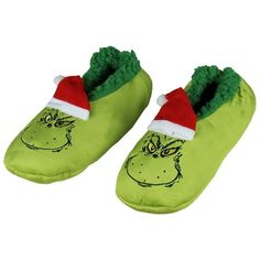 Grinch Slippers, Geek Products, The Grinch Who Stole Christmas, Grinch Characters, Embroidery Face, Dr Seuss The Grinch, Grinch Santa, Grinch Who Stole Christmas, Christmas Slippers