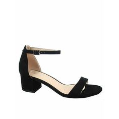 Open Toe Chunky Heel Buckle Heel High 2. Inch with 0.15 Inch Platform Size: 7.  Color: Black.  Gender: female.  Age Group: adult. Low Chunky Heels, Buckled Heels, White Rhinestone, Black Rhinestone, Black 7, Chunky Heel, Shoes Black, Chunky Heels, Black Shoes