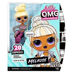 an image of a doll with blonde hair and big eyes on the front of a box