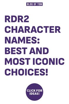 the front cover of rdr2 character names best and most iconic choices, click for ideas