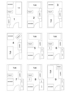 the floor plan for an apartment with two bathrooms and three bedroom apartments in each unit