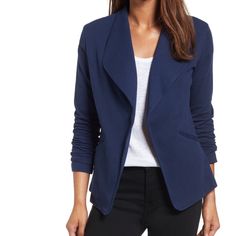 Caslon Knit Blazer - Size Small - New Without Tags - Nordstrom Chic Blue Cardigan For Work, Blue Sweater For Work, Fall Season, Blue Sweater For Workwear In Fall, Blue Spring Cardigan For Work, Blue Spring Work Cardigan, Trendy Knit Outerwear For Work, Versatile Stretch Blue Outerwear, Casual Stretch Blazer For Fall, Chic Blue Knit Outerwear