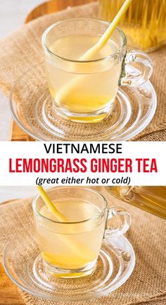 a glass of Vietnamese lemongrass ginger tea (tra gung sa) Lemongrass Ginger Tea, Benefits Of Ginger Tea, Homemade Ginger Tea, Homemade Drinks Recipes, Asian Drinks, Ginger Tea Benefits, Herbal Leaves, Night Time Tea, Stomachache