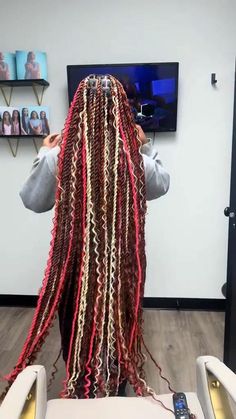 Hairstyles For Black Women Braids Color, Green And Red Braids, Neapolitan Knotless Braids, Twist Color Braids Hairstyles, Pink Passion Twists Hairstyle, Cute Knotless Braid Hairstyles With Color, Black Pink And Blonde Knotless Braids, Brown And Pink Passion Twist, Braids And Twists Mixed