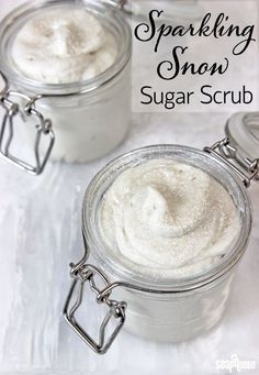 Diy Whipped Sugar Scrub, Homemade Scrubs, Diy Scrubs, Diy Sugar Scrub Recipe, Salt Scrubs, Sparkling Snow, Soap Queen, Bath Scrubs, Body Scrub Recipe