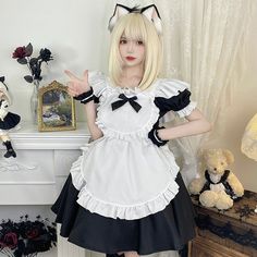 Cute Maid Outfit Anime, Maid Dress Drawing, Cute Maid Outfit, Gothic Harajuku Fashion, Maid Outfit Anime, Gothic Punk Fashion, Kawaii Store, Egirl Fashion, Anime Lingerie