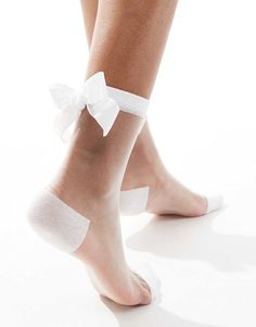 Socks & Tights by Glamorous Treats for your top drawer Ribbed cuffs Bow detail Mid cut Mesh Socks, Bow Back, Leopard Print Baby, Skorts, Trainer Heels, Cardigans, Dress Bra, White Trainers, White Sock