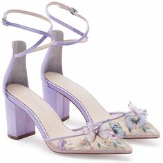 Butterfly Block, Flower Wedding Shoes, Garden Blocks, Butterfly Heels, Lavender Butterfly, Lavender Silk, Pastel Lavender, Garden Weddings, Shoe Crafts