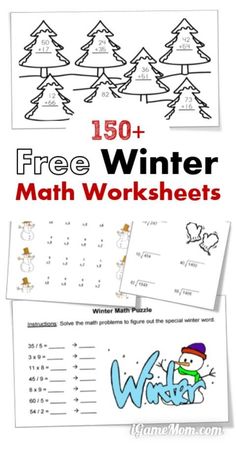 the free winter math worksheets for kids