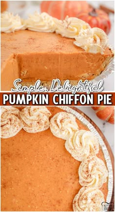 Pumpkin Chiffon Pie made with vanilla pudding, milk, canned pumpkin & warm fall spices for a simple & delicious pie perfect for your holiday table! Easy Pumpkin Pecan Pie, Pudding Pumpkin Pie, Pumpkin Pie Pudding, Recipe For Pumpkin Pie, Pumpkin Chiffon, Pumpkin Chiffon Pie, Thanksgiving Meal Ideas