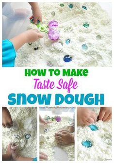 how to make taste safe snow dough for toddlers and older children with instructions on how to use them