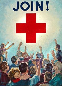 a red cross poster with people raising their hands in front of the sign that reads join join join join join join join join join join join join join join join join