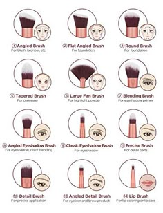 Teknik Makeup, Makeup Brush Uses, How To Use Makeup, Makeup Order, Makeup Brushes Guide, Natural Make Up Looks, Simple Makeup Tips, Makeup Face Charts