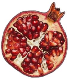 the pomegranate is cut in half and ready to be eaten