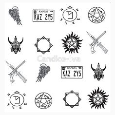 various symbols and designs for tattoos on a white background - free image 34971