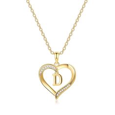 PRICES MAY VARY. Manufacturer Minimum Age：6+【MATERIAL】: The heart necklace is made of brass with 14K gold plated, no nickel, no lead, no corrosion, and no staining, safe to the skin. 【SIZE】: 18"+2" choker necklace, adjustable to a comfortable length. 【OCCASION】: It is simple yet a classic design to perfectly mach any outfit. This Necklace is a statement piece that you will love to wear. 【GIFTS】: Comes with an elegant gift box, perfect gifts for daughter, granddaughter, niece, Mothers day gifts f Z Initial, Heart Initial Necklace, Gold Letter Pendants, Initial Heart Necklace, Feminine Necklace, Letter Pendant Necklace, Initial Necklace Gold, Initial Jewelry