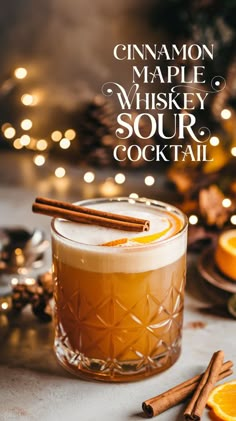 "Discover the perfect blend of flavors with our Cinnamon Maple Whiskey Sour Cocktail Recipe! This delightful fall whiskey cocktail combines the warmth of cinnamon whiskey and the sweetness of maple for a refreshing twist on the classic whiskey sour recipe. Ideal for cozy winter evenings, this honey whiskey-infused drink is sure to impress. Explore our easy-to-follow recipe and elevate your cocktail game with this delicious cinnamon whiskey creation.!" Pear Whiskey Sour, Whiskey Sour Christmas, Easy Whisky Cocktails, Whiskey Infusion Recipe, Whisky Drinks Whiskey Cocktails, Vanilla Whiskey Cocktail, Whisky Sour Cocktail, Christmas Whiskey Sour, Whiskey Sour Recipe Easy