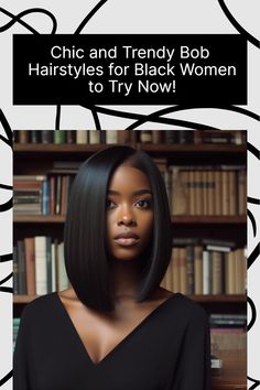 Bob Hairstyles Ideas Angled Bob Hairstyles Black Women, Hair Styles For Black Women Straight, Straight Bob With Side Part, Middle Part Asymmetrical Bob, Black Women Long Bob, Black Women With Bob Hairstyles, Shoulder Length Hair For Black Women, Weave Bob Hairstyles For Black Women, Long Bob Hairstyles For Black Women