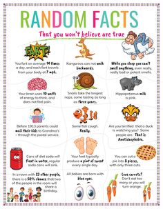 an info poster with the words random fact and pictures on it, including cartoon characters