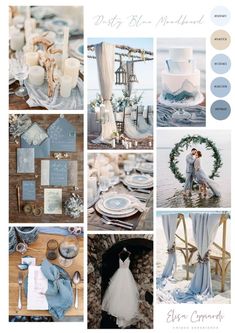 blue and gray wedding mood board