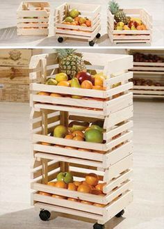 a wooden crate filled with lots of fruit