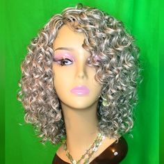 New Hand-Made Presto Curl Crochet Wig In Color #Silver Gray. Length Is 11 Inches Layered. Unit Is Made On My "Very Popular" Breathable Stretchy Breathable Crochet Wig Cap.. Unit Made With A Lace Part For More Natural Look. Comes In Different Colors Per Buyer Request. #Nwot Gray Wigs For Black Women, Crochet Wig Cap, Gray Wigs, Grey Curly Hair, Crochet Wig, Grey Wig, Silver Grey Hair, Natural Gray Hair, Natural Curls Hairstyles