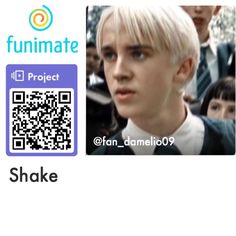 a person with blonde hair and a qr code on their face, next to an image of someone's profile