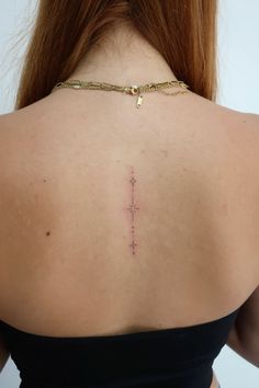 Subtle Spine Tattoo, Short Spine Tattoo, Top Of Spine Tattoos For Women, Dainty Spine Tattoos For Women Unique, Spine Tattoos Fine Line, Minimalistic Spine Tattoo, Libra Spine Tattoo, Spine Tattoo Words, Long Spine Tattoos For Women