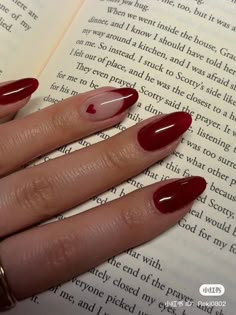 Short Red Nails, Red Gel Nails, Wine Nails, Maroon Nails, Nagellack Trends, Red Nail, Heart Nails, Chic Nails, Nail Arts