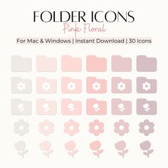 the flower icons are shown in pastel pinks and white, with flowers on them