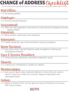 the change of address checklist