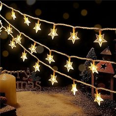 Fairy Star, Star String Lights, Star Lights, Outdoor Christmas Tree, Bulb String Lights, House Bedroom, Garden Party Wedding, Twinkle Star, Romantic Atmosphere