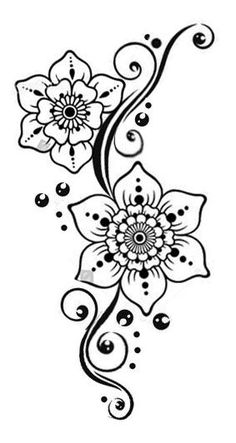 a black and white flower tattoo design