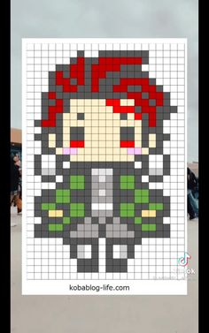 Pixel Art Grid Demon Slayer, Demon Slayer Pixel Art Pattern, Nezuko Pixel Art Grid, Demon Slayer Perler Bead Patterns, Demon Slayer Pixel Art Grid, Pixel Art 24x24, Demon Slayer Cross Stitch, Demon Slayer Perler Beads, Demon Slayer Pixel Art