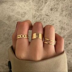 Set Of 3 Rings. Gold. Size Is Adjustable. I Have 2 Sets Available. If You’d Like More Than One Set Let Me Know & I Can Set Up A Special Listing For You With Combined Shipping. Rings Set For Women, Cluster Ring Set, Hollow Ring, Gold Color Ring, Rings Jewelry Fashion, Finger Rings, Rings For Girls, Rings Set, Vintage Heart