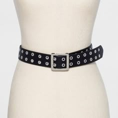 Women's Grommet Belt - Wild Fable Black L Grommet Belt, Double Buckle Belt, Faux Hair, Silver Belt Buckle, Western Belt, Silver Belts, Boho Purses, Faux Leather Belts, Western Belts