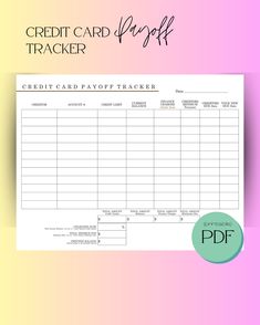 a credit card tracker with the words credit card tracker on it