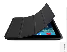 the ipad air case is shown with its side open and showing an angled view of it