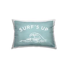 a pillow with the words surf's up on it