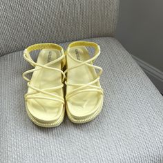 Brand New Yellow Sandal. Perfect For Beach, Boat Pool! Boat Pool, Beach Boat, Shoes Yellow, Yellow Sandals, Olivia Miller, Shoes Cute, Beach Shoes, Bathing Suits, Size 6