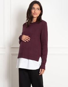 maternity, nursing, maternity jumper, nursing jumper, jumper, knit, long, shirt, nursing shirt, jersey nursing, elastic, crew neck, mix and match, detachable, plum, kelah Maternity Jumper, Nursing Shirt, Nursing Maternity, Maternity Outfit, Womens Maternity, Maternity Nursing, Nursing Shirts, Maternity Tops, Maternity Wear