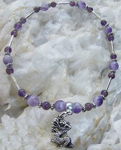 AMETHYST DRAGON ANKLET Ankle Bracelet Chain stretch with free gift bag Amethyst Dragon, Bracelet Chain, Ankle Bracelet, Amethyst Beads, Chinese Dragon, Medieval Art, Tube Beads, Ankle Bracelets, Fascinator