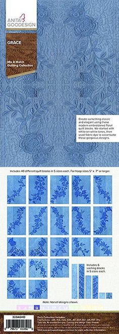 the back side of a blue paper with different patterns on it and an image of trees